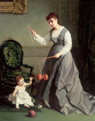 Angel and Devil or Playing Diabolo, The-Devil-on-two-Sticks, 1868 by Cesare Felix dell Acqua